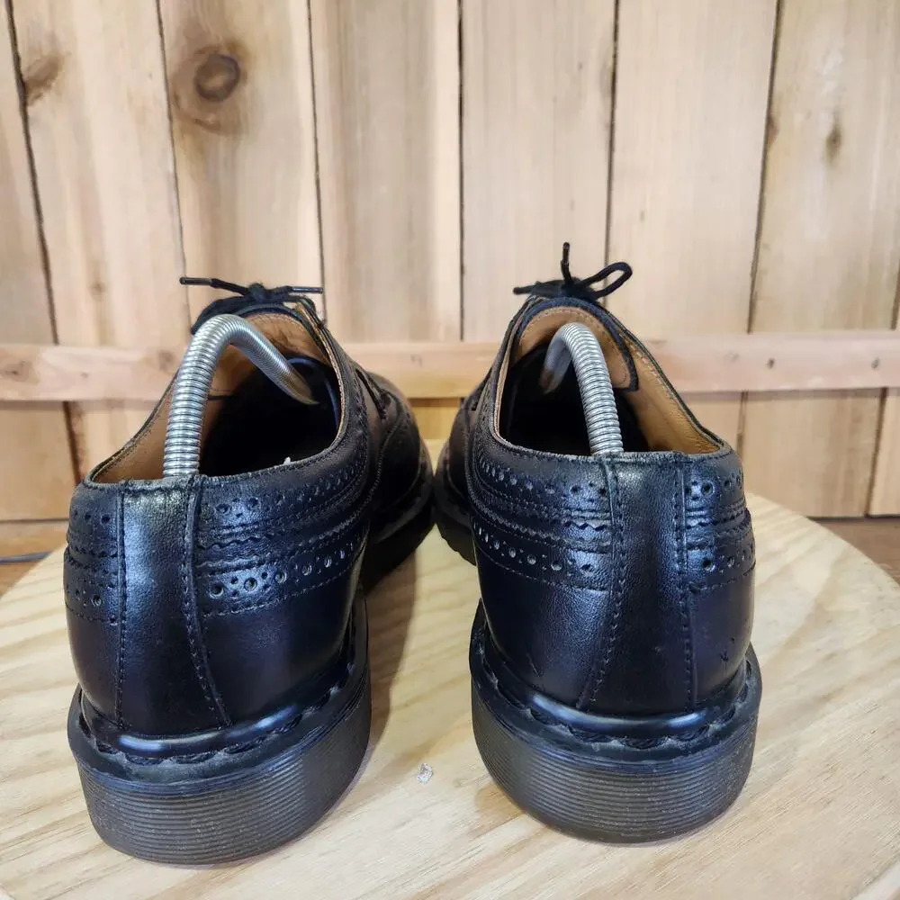 Vintage Dr. Martens 3989 Shoes Mens 10 Black Leather Wingtip Brogue Made England